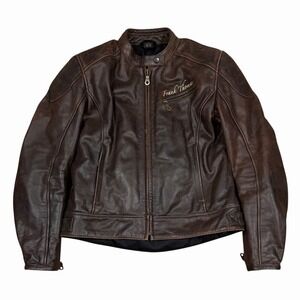 Frank Thomas Brown Leather Motorcycle Jacket Women's Sz UK 14‎ - EUR 24